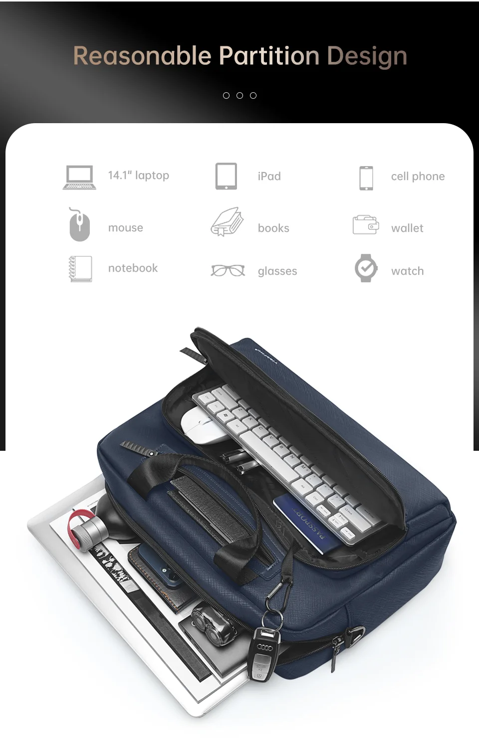 Tigernu Briefcase Bags Men Laptop Bag Handbag 12-14inch Casual Vintage Briefcase Laptop Handbag Bags For Business Connect Series