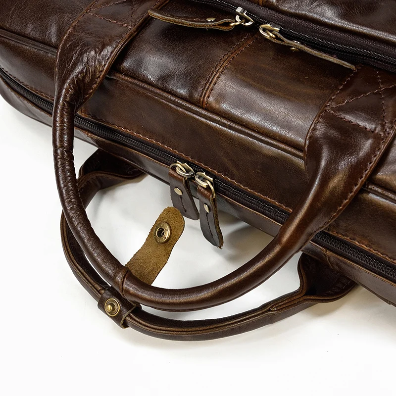 Retro Laptop Briefcase Bag Genuine Leather Handbags Casual 15.6' Business Bag Daily Working Tote Bags Men Male Bag for Documents