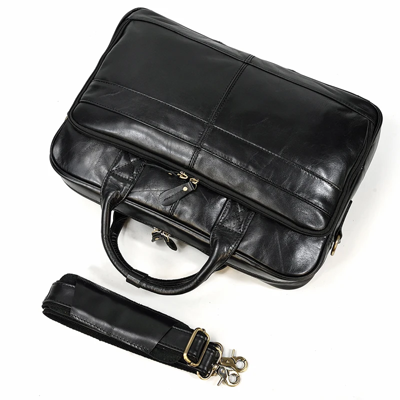 Retro Laptop Briefcase Bag Genuine Leather Handbags Casual 15.6' Business Bag Daily Working Tote Bags Men Male Bag for Documents