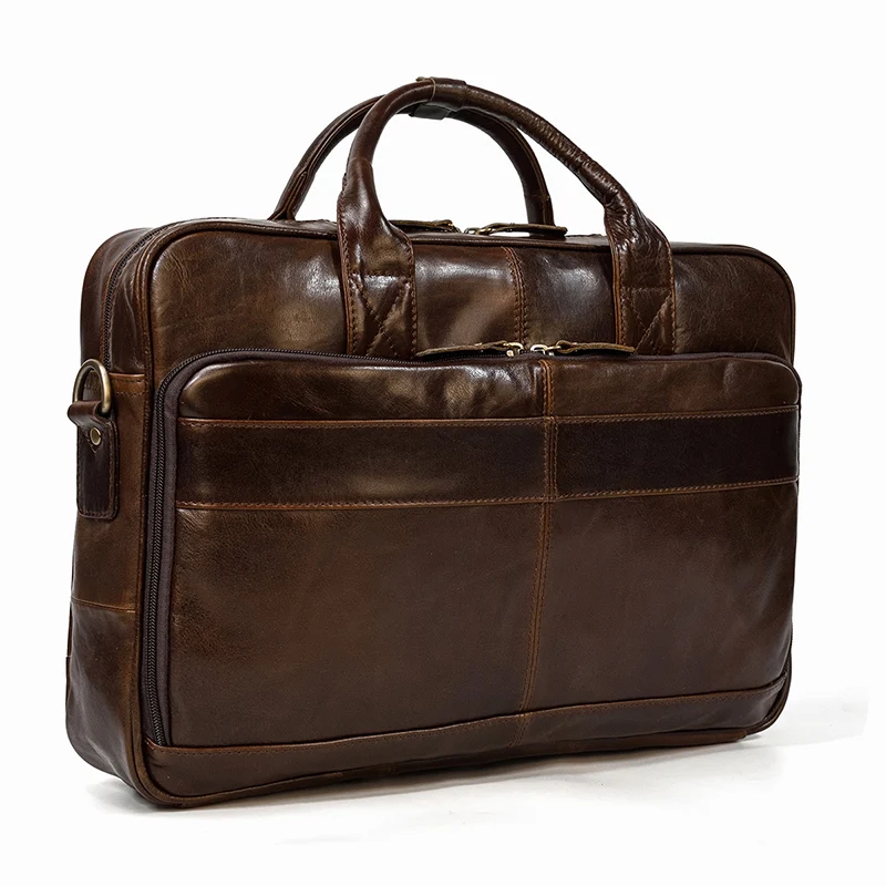 Retro Laptop Briefcase Bag Genuine Leather Handbags Casual 15.6' Business Bag Daily Working Tote Bags Men Male Bag for Documents