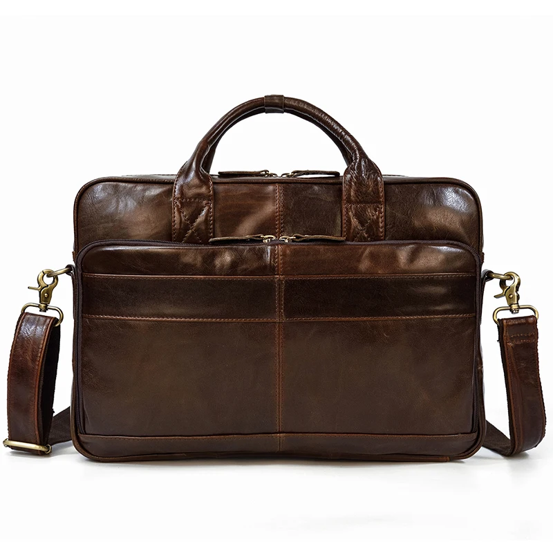 Retro Laptop Briefcase Bag Genuine Leather Handbags Casual 15.6' Business Bag Daily Working Tote Bags Men Male Bag for Documents