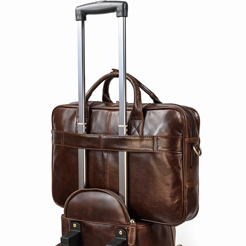 Retro Laptop Briefcase Bag Genuine Leather Handbags Casual 15.6' Business Bag Daily Working Tote Bags Men Male Bag for Documents