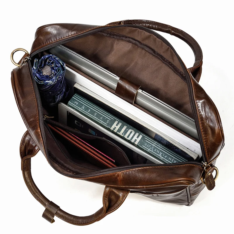 Retro Laptop Briefcase Bag Genuine Leather Handbags Casual 15.6' Business Bag Daily Working Tote Bags Men Male Bag for Documents