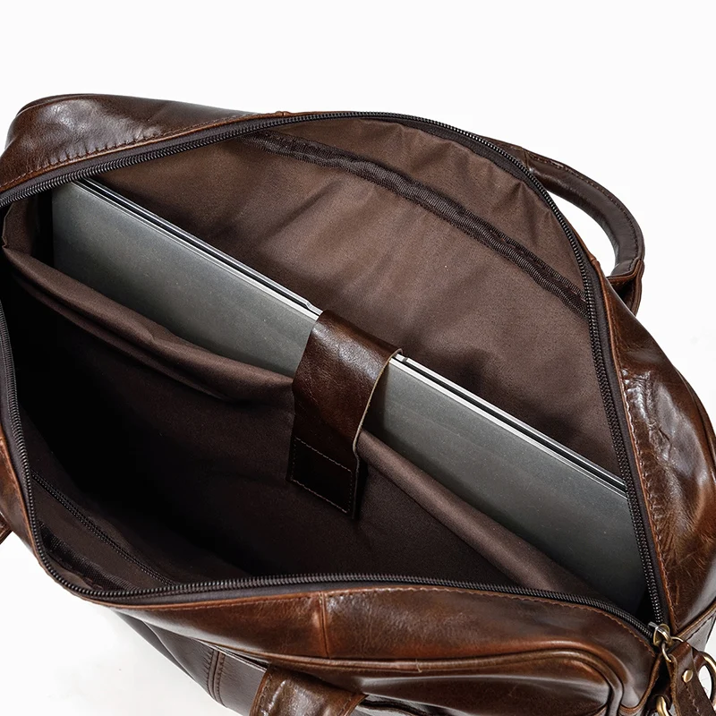 Retro Laptop Briefcase Bag Genuine Leather Handbags Casual 15.6' Business Bag Daily Working Tote Bags Men Male Bag for Documents