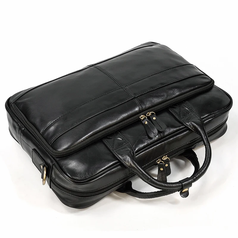 Retro Laptop Briefcase Bag Genuine Leather Handbags Casual 15.6' Business Bag Daily Working Tote Bags Men Male Bag for Documents