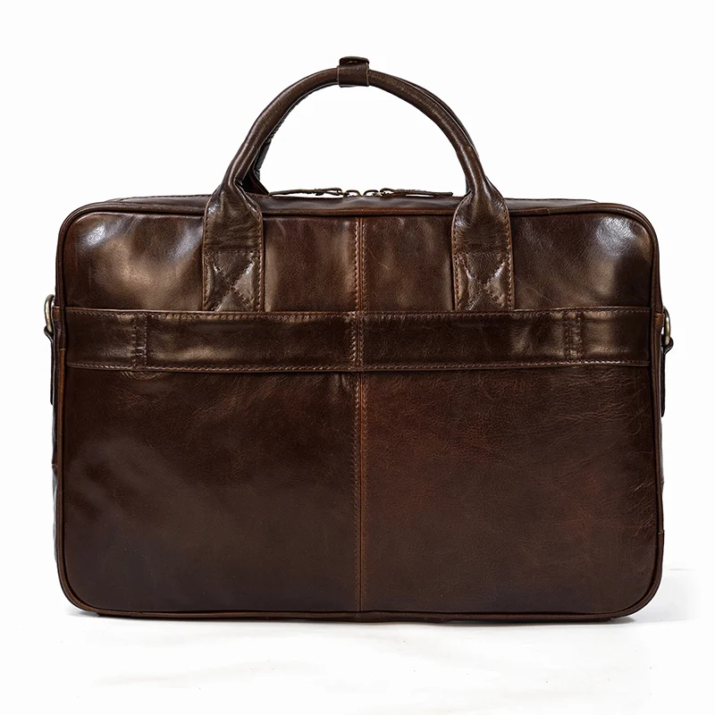 Retro Laptop Briefcase Bag Genuine Leather Handbags Casual 15.6' Business Bag Daily Working Tote Bags Men Male Bag for Documents