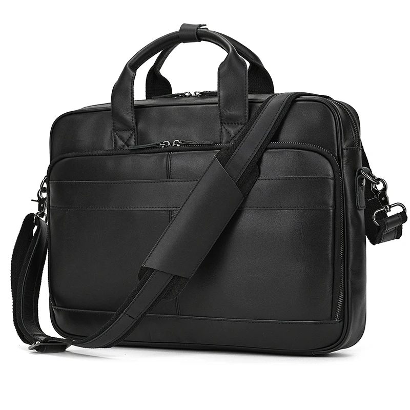 Retro Laptop Briefcase Bag Genuine Leather Handbags Casual 15.6' Business Bag Daily Working Tote Bags Men Male Bag for Documents