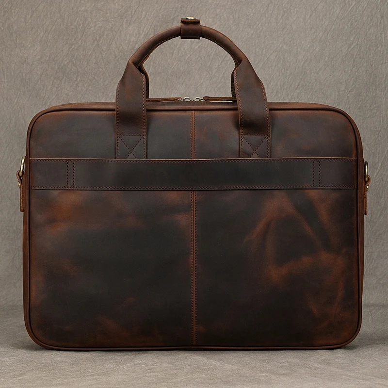 Retro Laptop Briefcase Bag Genuine Leather Handbags Casual 15.6' Business Bag Daily Working Tote Bags Men Male Bag for Documents