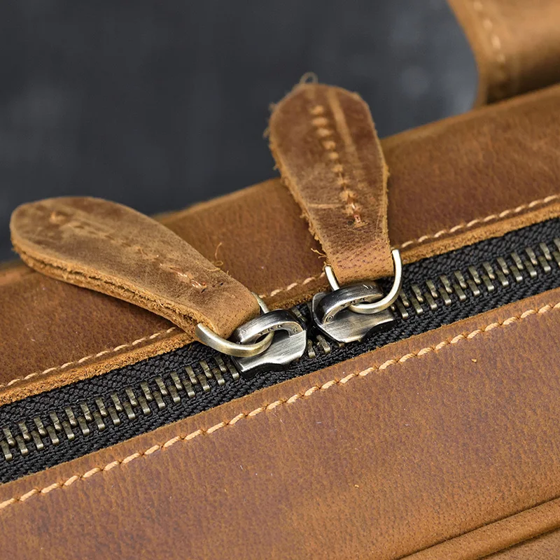 Retro Laptop Briefcase Bag Genuine Leather Handbags Casual 15.6' Business Bag Daily Working Tote Bags Men Male Bag for Documents