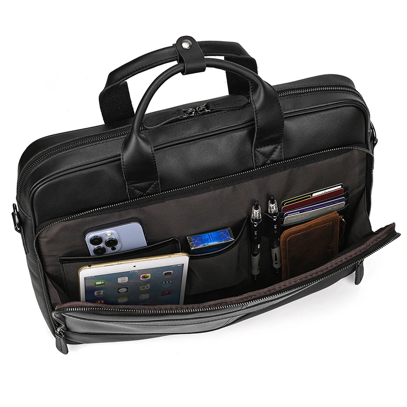 Retro Laptop Briefcase Bag Genuine Leather Handbags Casual 15.6' Business Bag Daily Working Tote Bags Men Male Bag for Documents