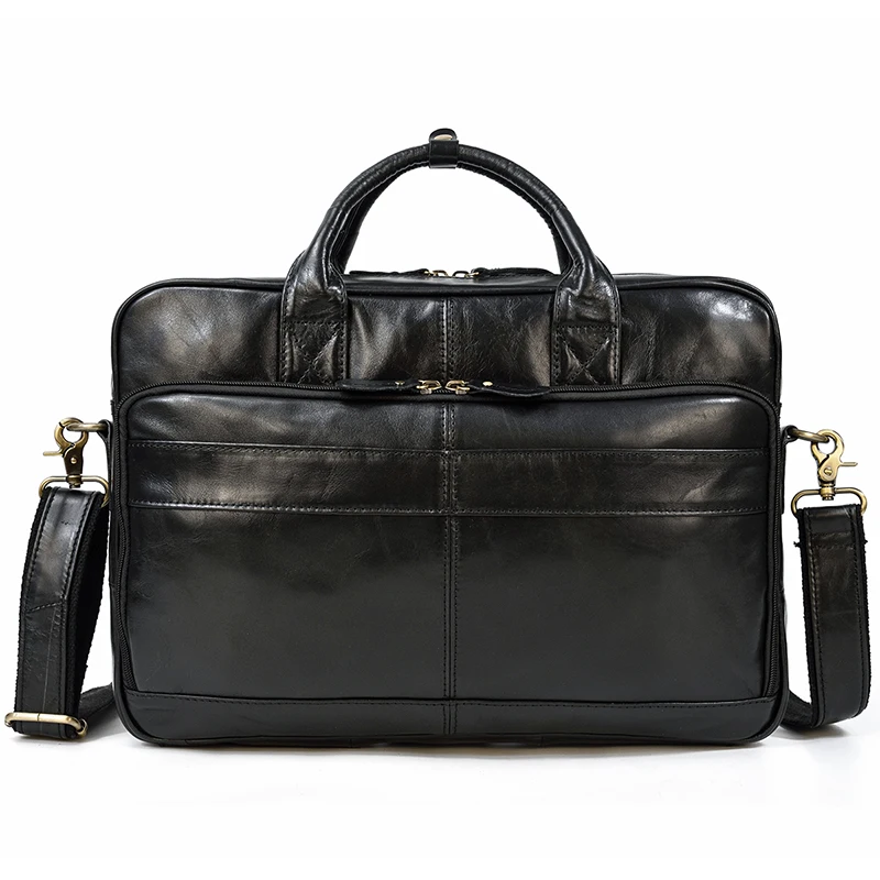 Retro Laptop Briefcase Bag Genuine Leather Handbags Casual 15.6' Business Bag Daily Working Tote Bags Men Male Bag for Documents