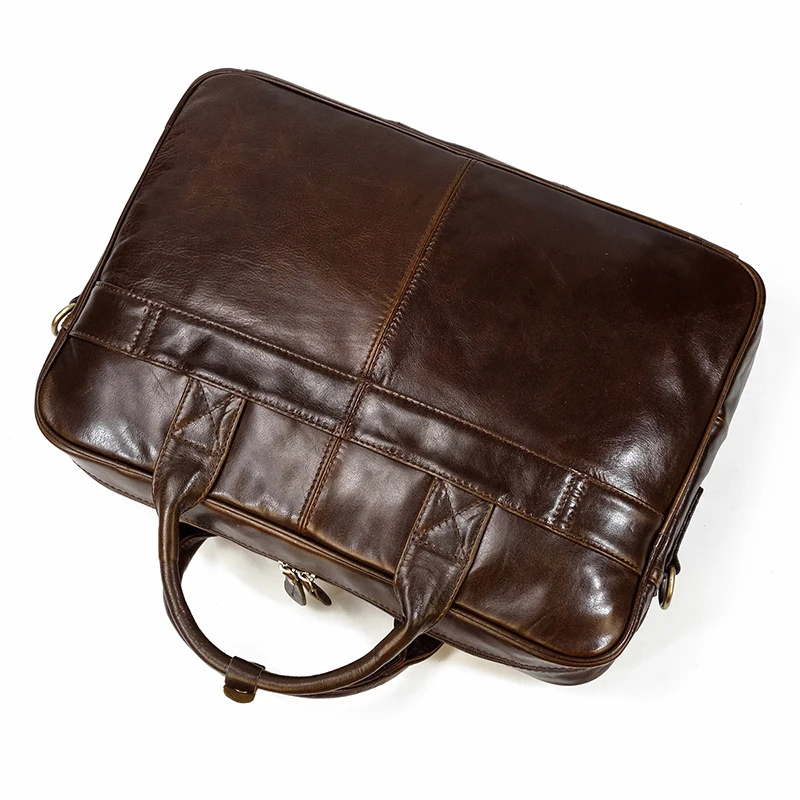Retro Laptop Briefcase Bag Genuine Leather Handbags Casual 15.6' Business Bag Daily Working Tote Bags Men Male Bag for Documents