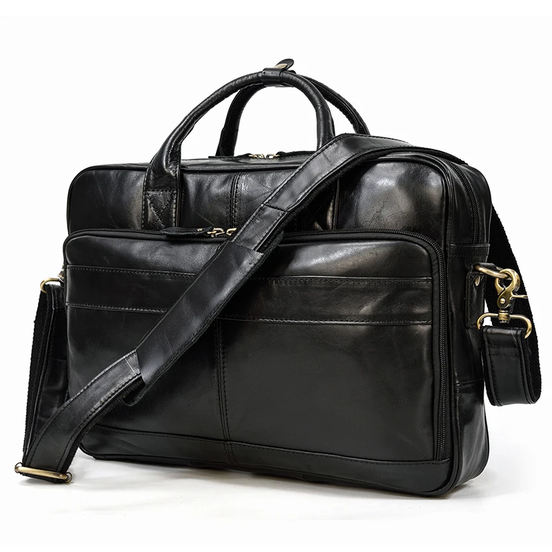 Retro Laptop Briefcase Bag Genuine Leather Handbags Casual 15.6' Business Bag Daily Working Tote Bags Men Male Bag for Documents