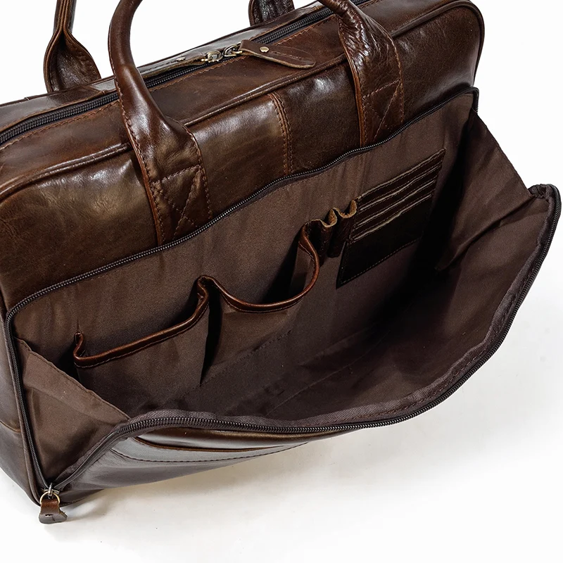 Retro Laptop Briefcase Bag Genuine Leather Handbags Casual 15.6' Business Bag Daily Working Tote Bags Men Male Bag for Documents