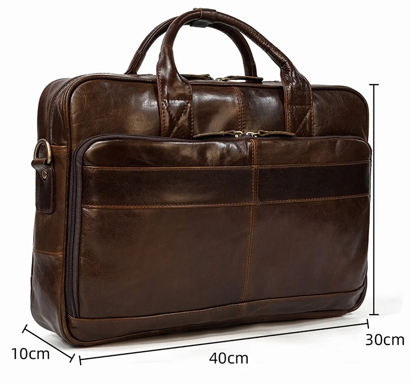 Retro Laptop Briefcase Bag Genuine Leather Handbags Casual 15.6' Business Bag Daily Working Tote Bags Men Male Bag for Documents
