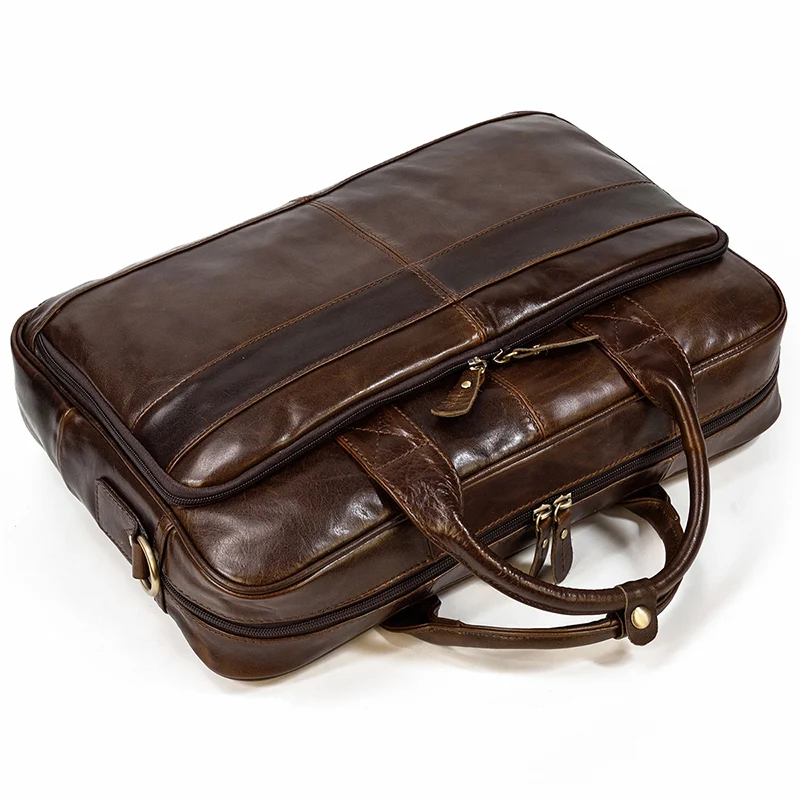 Retro Laptop Briefcase Bag Genuine Leather Handbags Casual 15.6' Business Bag Daily Working Tote Bags Men Male Bag for Documents