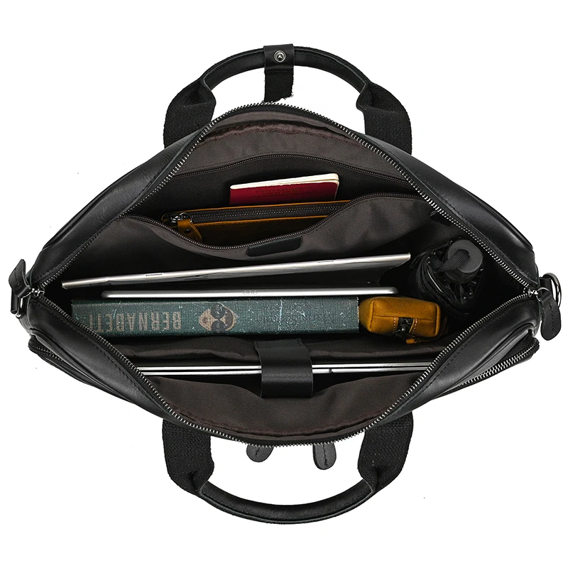 Retro Laptop Briefcase Bag Genuine Leather Handbags Casual 15.6' Business Bag Daily Working Tote Bags Men Male Bag for Documents