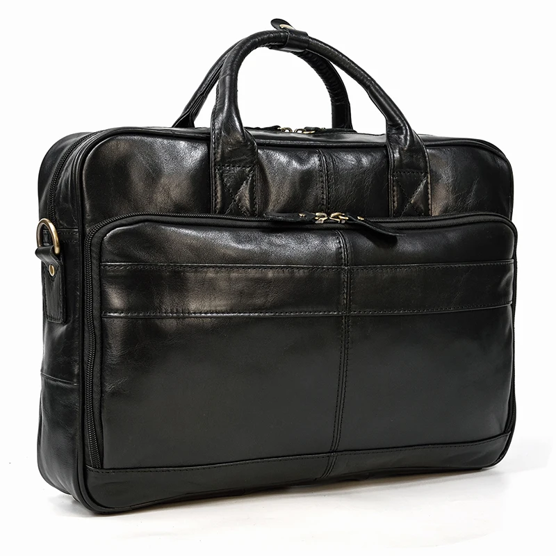 Retro Laptop Briefcase Bag Genuine Leather Handbags Casual 15.6' Business Bag Daily Working Tote Bags Men Male Bag for Documents