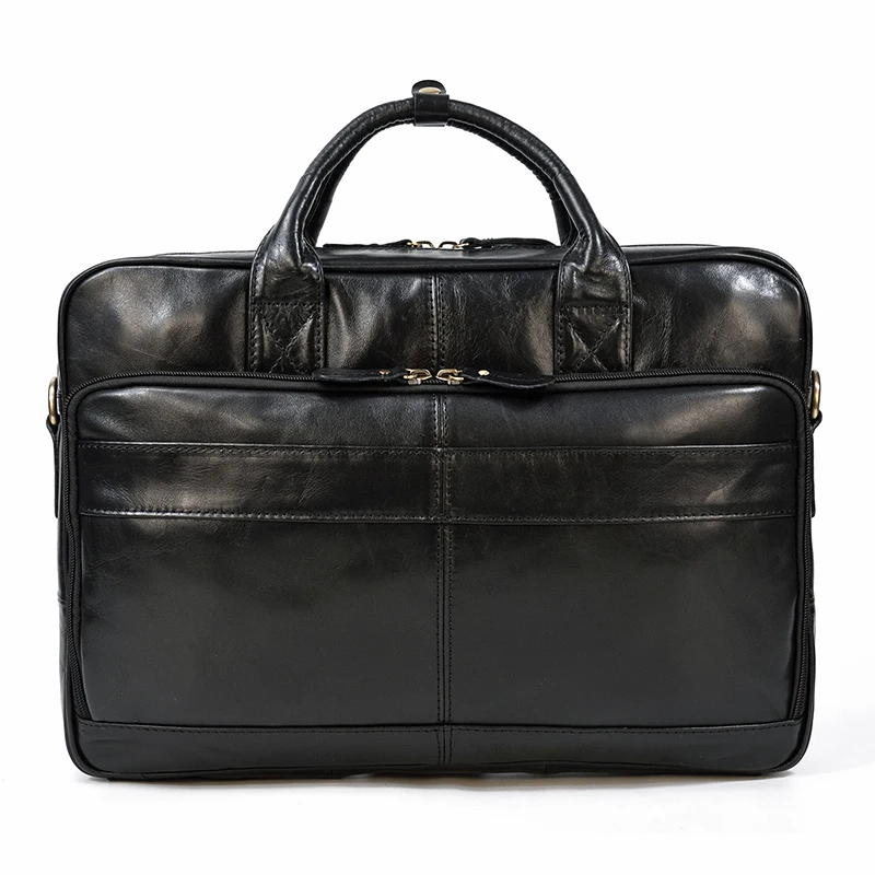 Retro Laptop Briefcase Bag Genuine Leather Handbags Casual 15.6' Business Bag Daily Working Tote Bags Men Male Bag for Documents