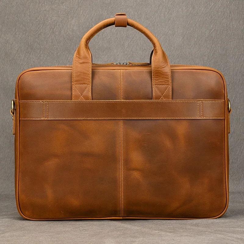 Retro Laptop Briefcase Bag Genuine Leather Handbags Casual 15.6' Business Bag Daily Working Tote Bags Men Male Bag for Documents