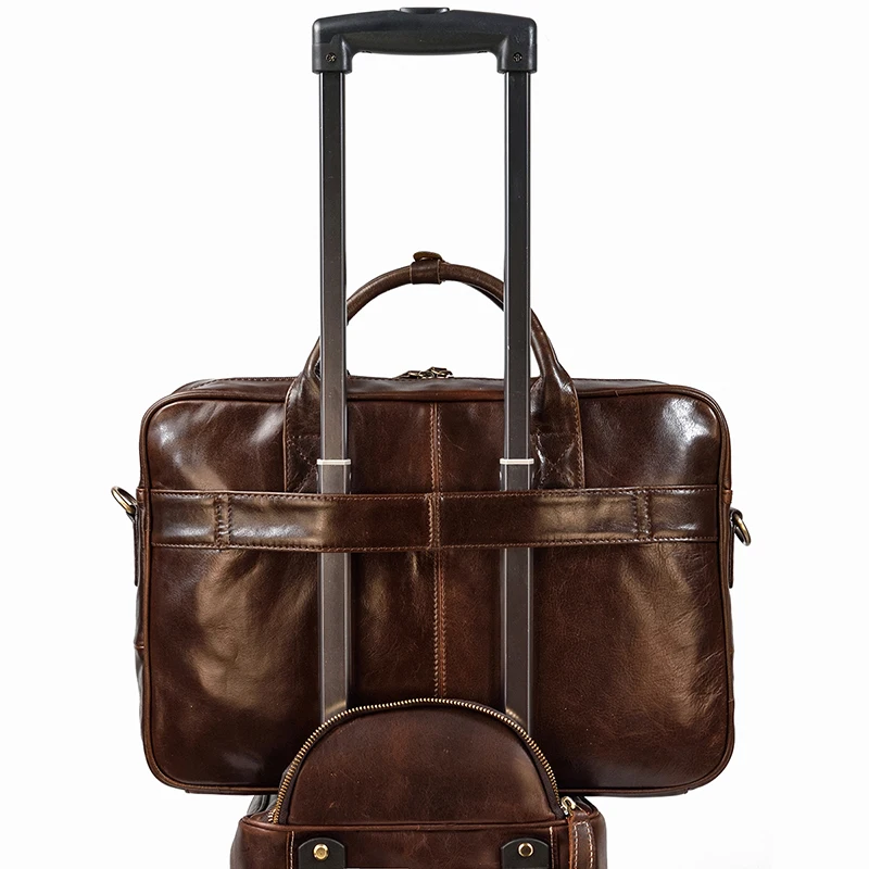 Retro Laptop Briefcase Bag Genuine Leather Handbags Casual 15.6' Business Bag Daily Working Tote Bags Men Male Bag for Documents