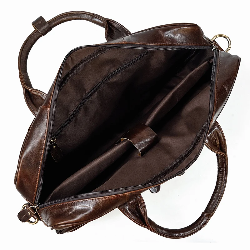 Retro Laptop Briefcase Bag Genuine Leather Handbags Casual 15.6' Business Bag Daily Working Tote Bags Men Male Bag for Documents