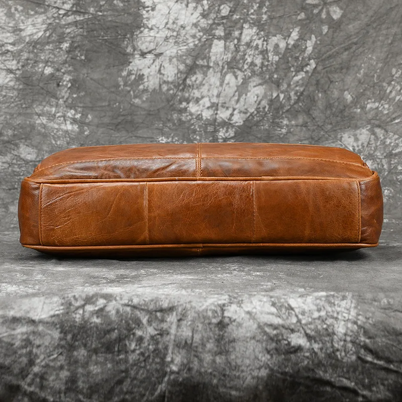 Retro Laptop Briefcase Bag Genuine Leather Handbags Casual 15.6' Business Bag Daily Working Tote Bags Men Male Bag for Documents