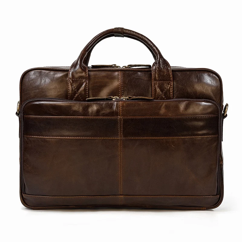 Retro Laptop Briefcase Bag Genuine Leather Handbags Casual 15.6' Business Bag Daily Working Tote Bags Men Male Bag for Documents