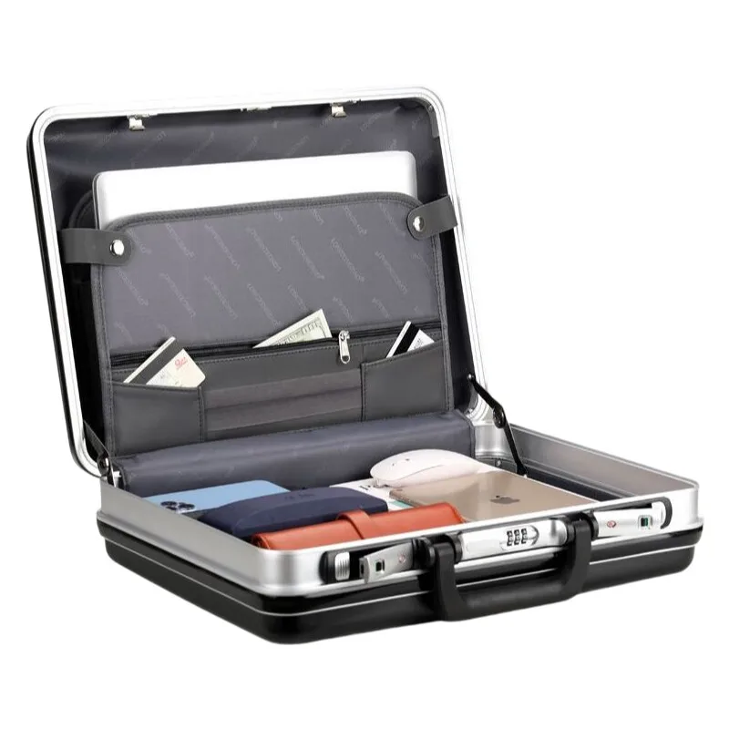 18-inch Aluminum Frame Anti-Theft Business Briefcase - TSA Lock Secure Laptop Case for Travel, Durable Carry-On Storage Handbag