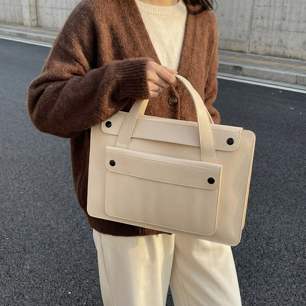 Business Office Luxury Personalized Briefcase Commuting Woman PU Leather Large Capacity Documrnt Bag Travel 14 Inch Laptop Bag