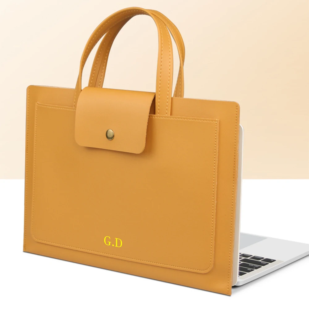 Business Office Luxury Personalized Briefcase Commuting Woman PU Leather Large Capacity Documrnt Bag Travel 14 Inch Laptop Bag