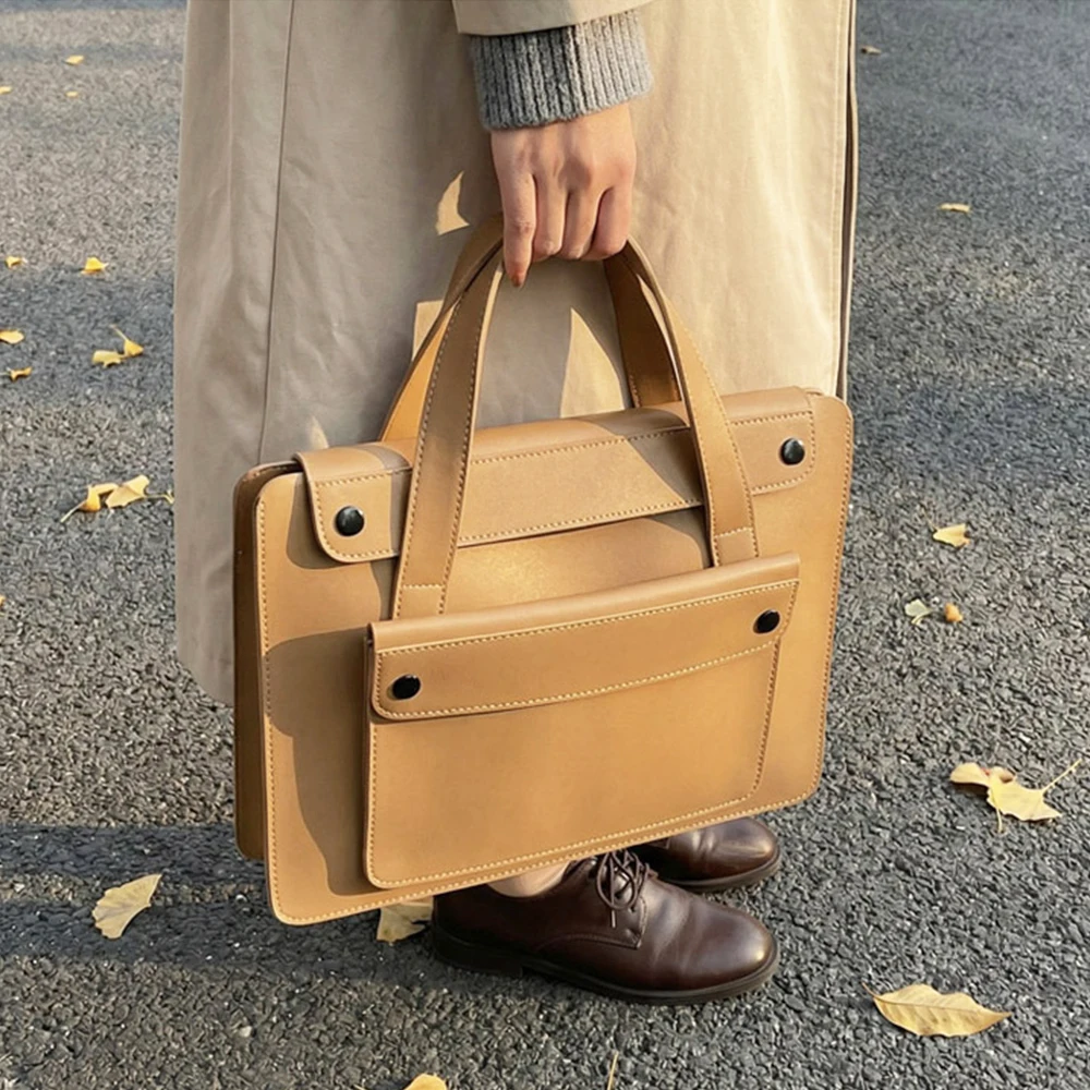 Business Office Luxury Personalized Briefcase Commuting Woman PU Leather Large Capacity Documrnt Bag Travel 14 Inch Laptop Bag
