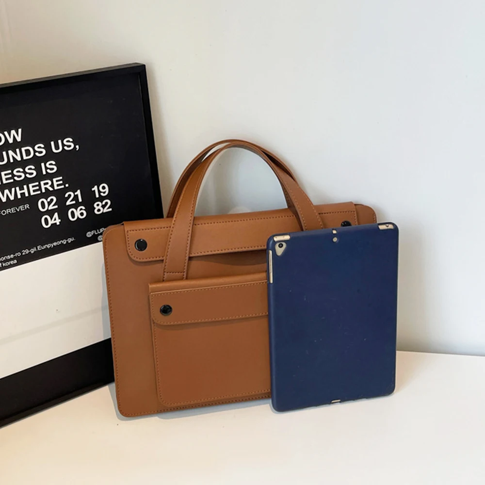 Business Office Luxury Personalized Briefcase Commuting Woman PU Leather Large Capacity Documrnt Bag Travel 14 Inch Laptop Bag
