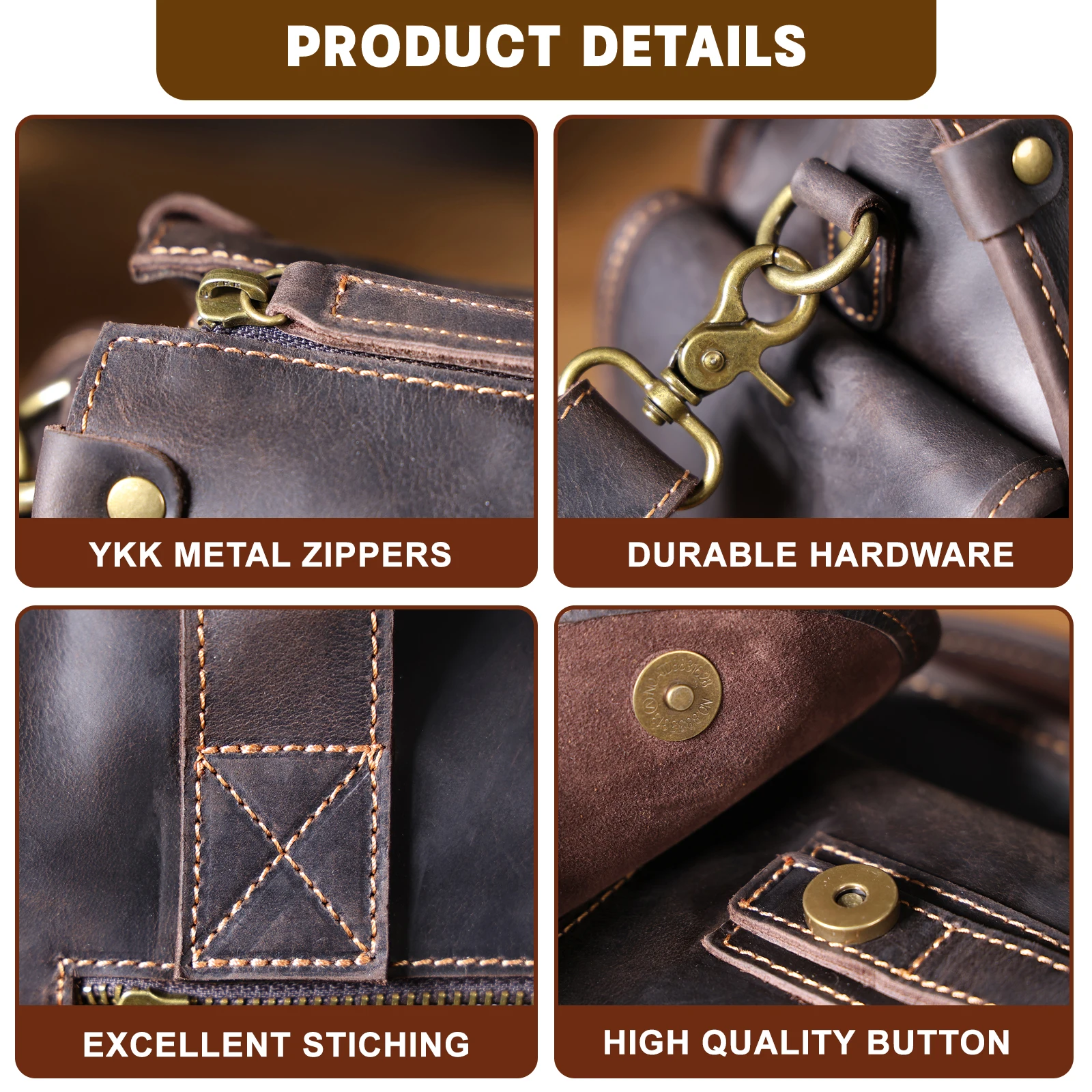 S.WORKER Vintage Genuine Leather Men's Briefcase 14" Laptop Bags Crazy Horse Leather Messenger Handbag Cowhide Idea Gift For Men