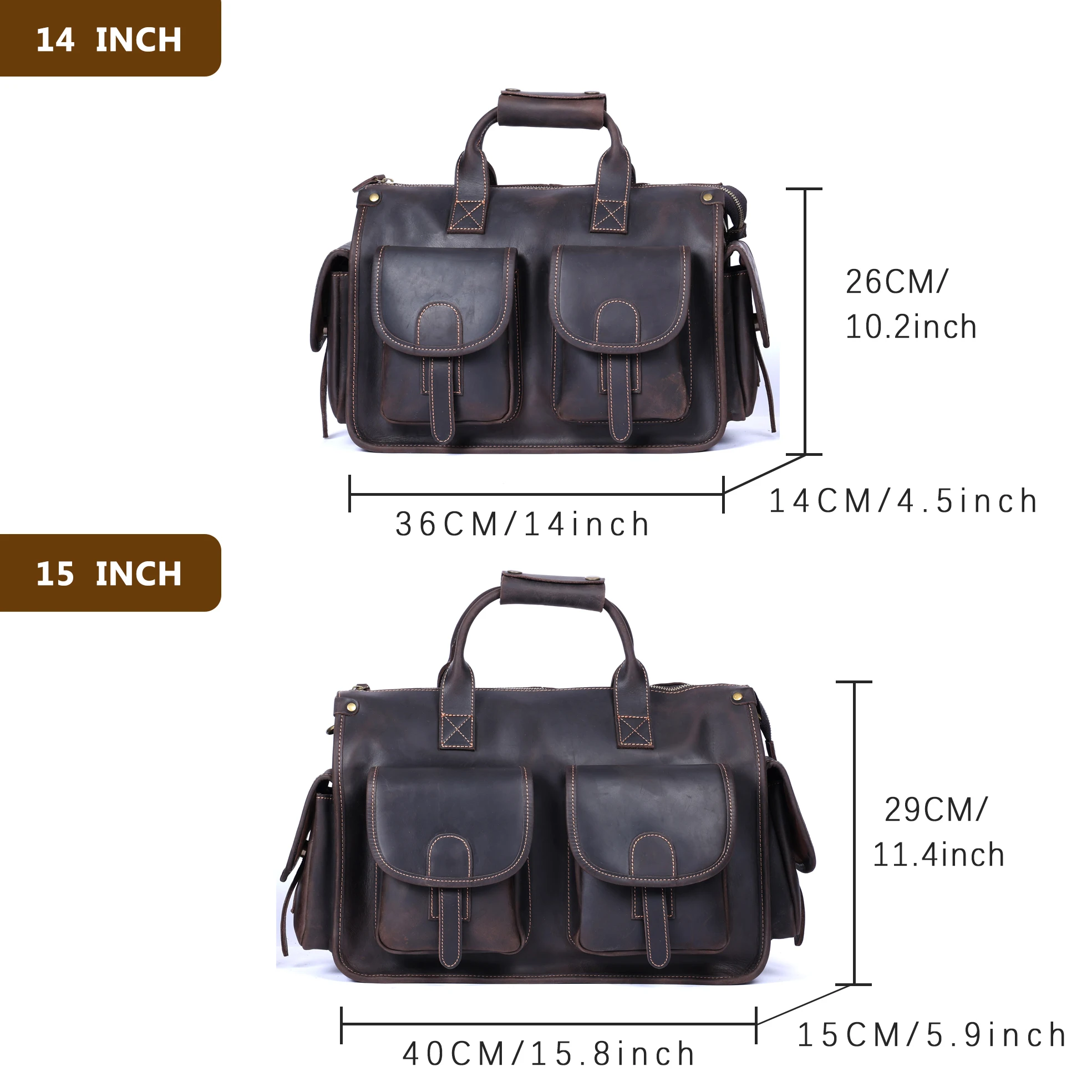 S.WORKER Vintage Genuine Leather Men's Briefcase 14" Laptop Bags Crazy Horse Leather Messenger Handbag Cowhide Idea Gift For Men