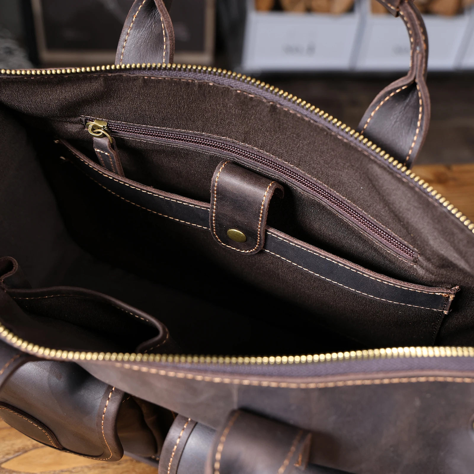 S.WORKER Vintage Genuine Leather Men's Briefcase 14" Laptop Bags Crazy Horse Leather Messenger Handbag Cowhide Idea Gift For Men