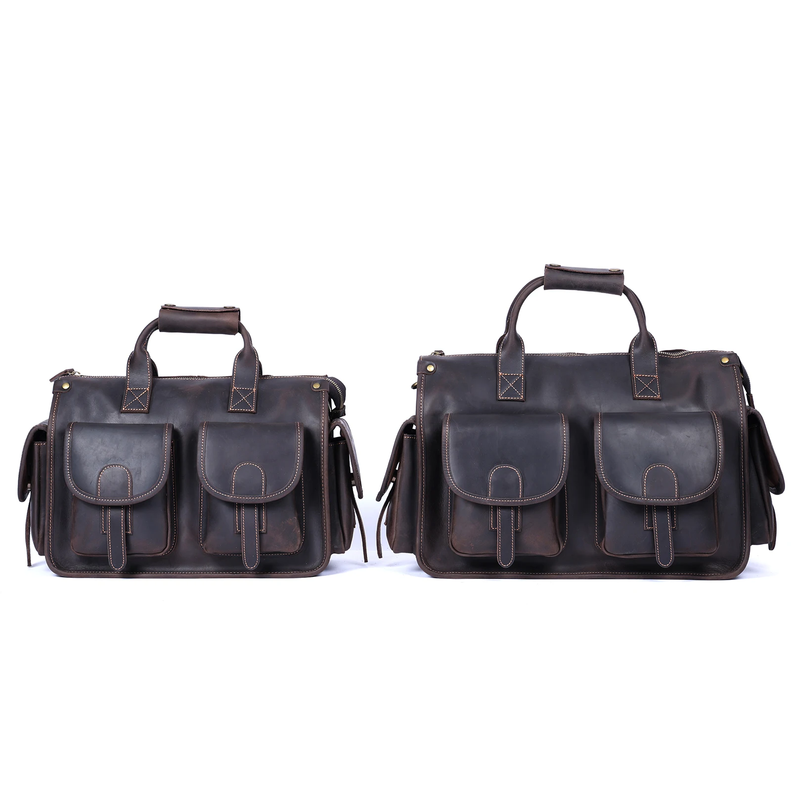 S.WORKER Vintage Genuine Leather Men's Briefcase 14" Laptop Bags Crazy Horse Leather Messenger Handbag Cowhide Idea Gift For Men