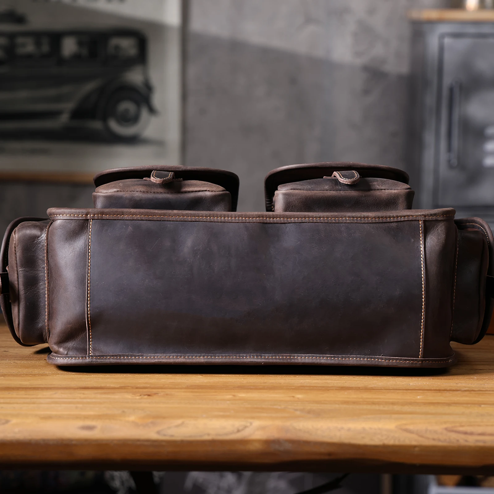 S.WORKER Vintage Genuine Leather Men's Briefcase 14" Laptop Bags Crazy Horse Leather Messenger Handbag Cowhide Idea Gift For Men