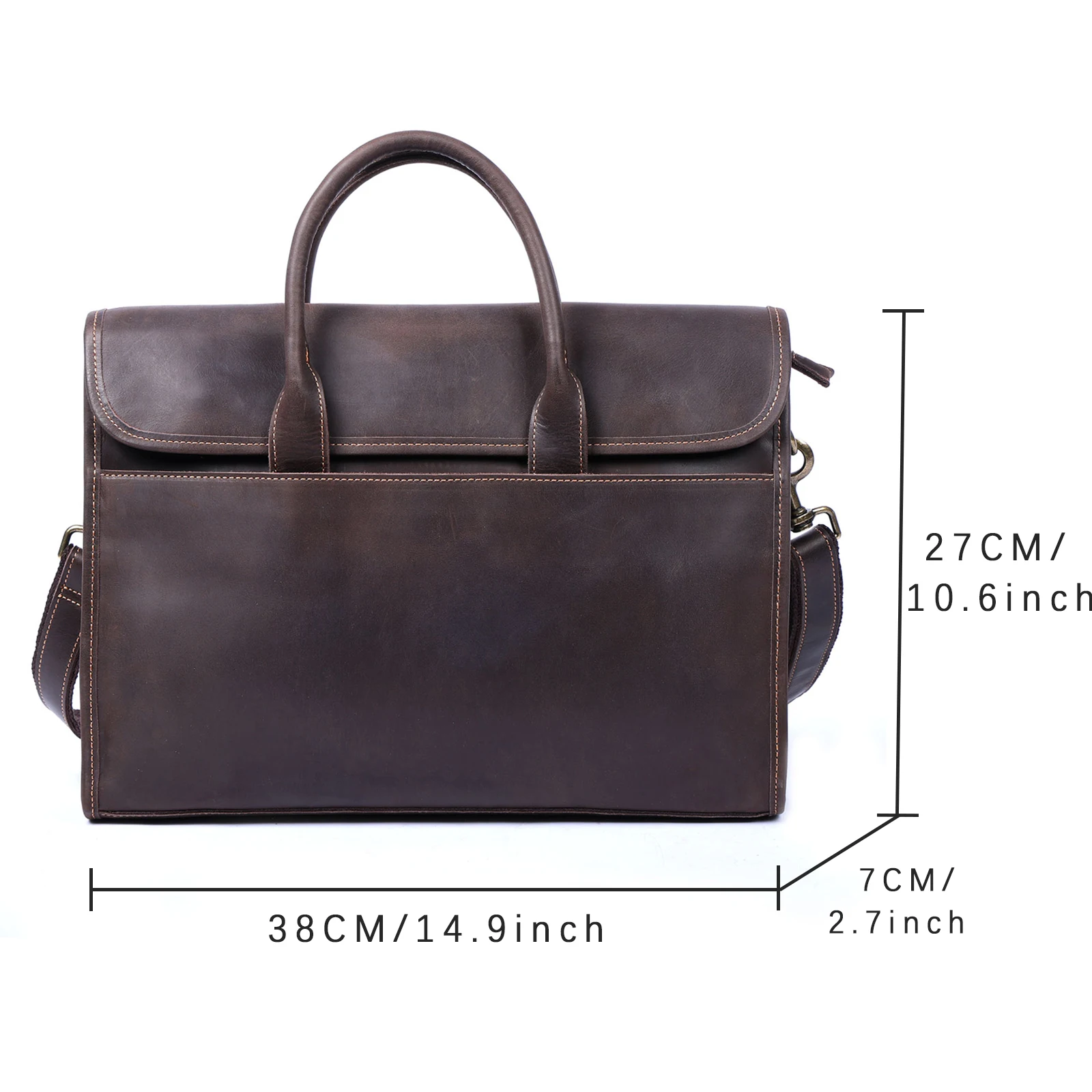Vintage Men's Genuine Leather Briefcase 14' Laptop Bag, Messenger Bags For Work Business Crazy Horse Cowhide Handbag