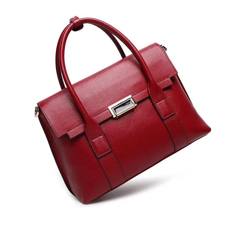2025 New Genuine Leather Briefcase Women Handbags Large Capacity Ladies Fashion Cowhide Shoulder Messenger Bags Portable
