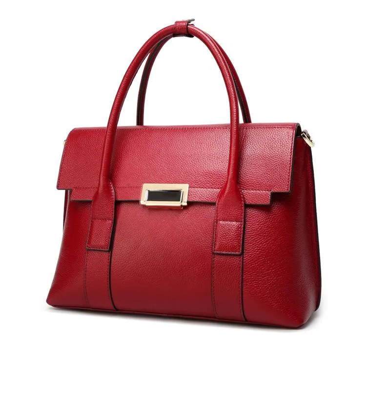 2025 New Genuine Leather Briefcase Women Handbags Large Capacity Ladies Fashion Cowhide Shoulder Messenger Bags Portable