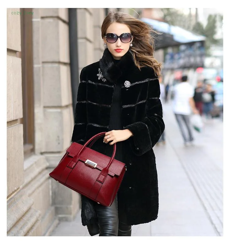 2025 New Genuine Leather Briefcase Women Handbags Large Capacity Ladies Fashion Cowhide Shoulder Messenger Bags Portable