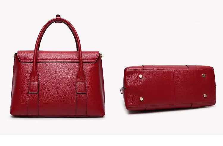 2025 New Genuine Leather Briefcase Women Handbags Large Capacity Ladies Fashion Cowhide Shoulder Messenger Bags Portable