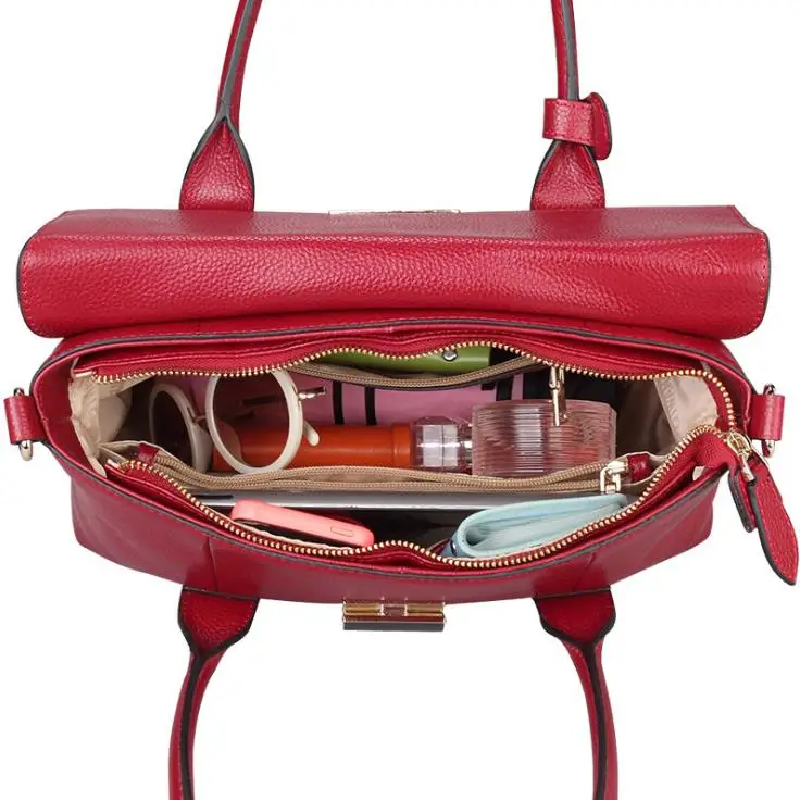 2025 New Genuine Leather Briefcase Women Handbags Large Capacity Ladies Fashion Cowhide Shoulder Messenger Bags Portable