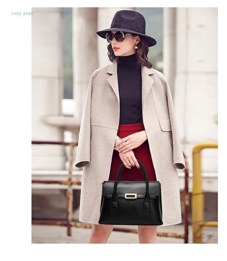 2025 New Genuine Leather Briefcase Women Handbags Large Capacity Ladies Fashion Cowhide Shoulder Messenger Bags Portable