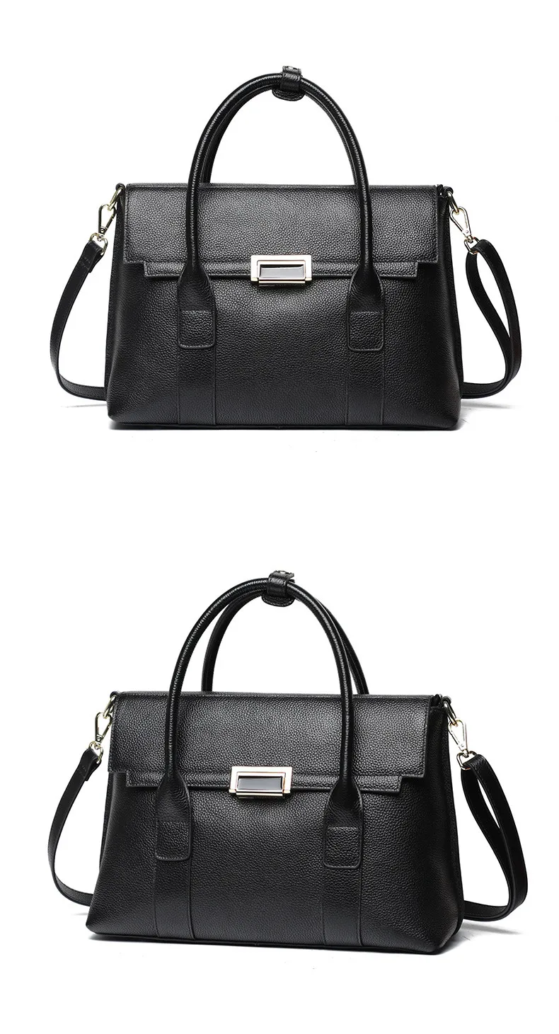 2025 New Genuine Leather Briefcase Women Handbags Large Capacity Ladies Fashion Cowhide Shoulder Messenger Bags Portable