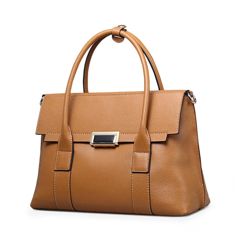 2025 New Genuine Leather Briefcase Women Handbags Large Capacity Ladies Fashion Cowhide Shoulder Messenger Bags Portable