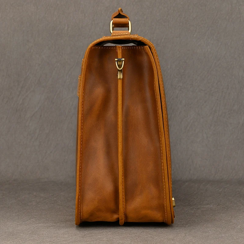 Luufan Men's Laptop Briefcase Genuine Leather Handbag Casual Daily Working Tote Male Computer Bag Shoulder Bags For A4 Documents