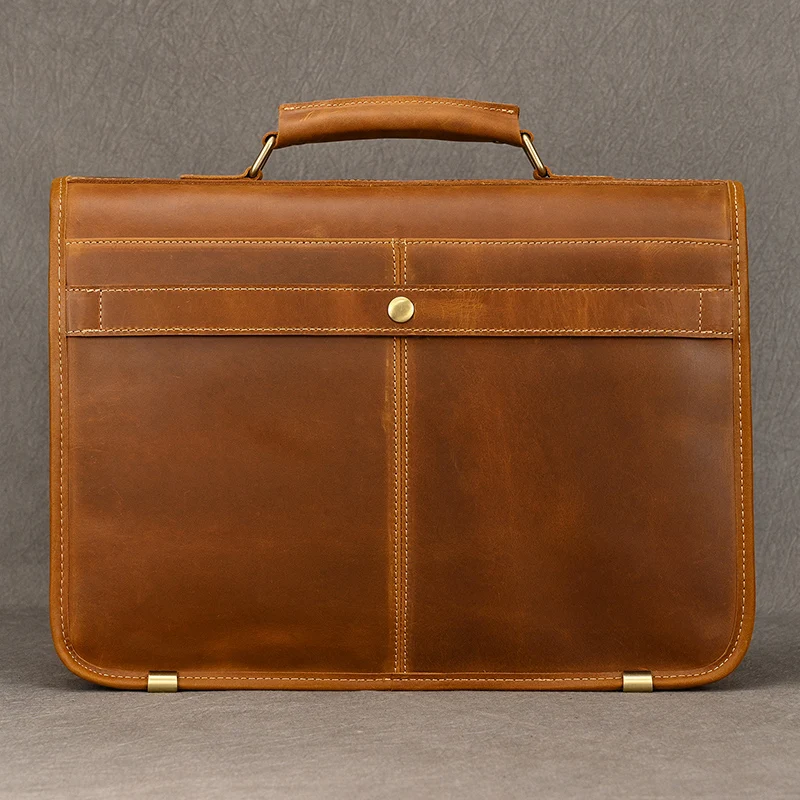 Luufan Men's Laptop Briefcase Genuine Leather Handbag Casual Daily Working Tote Male Computer Bag Shoulder Bags For A4 Documents