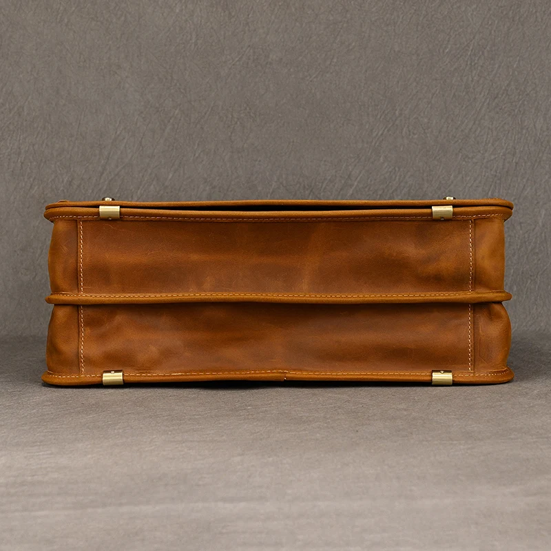 Luufan Men's Laptop Briefcase Genuine Leather Handbag Casual Daily Working Tote Male Computer Bag Shoulder Bags For A4 Documents